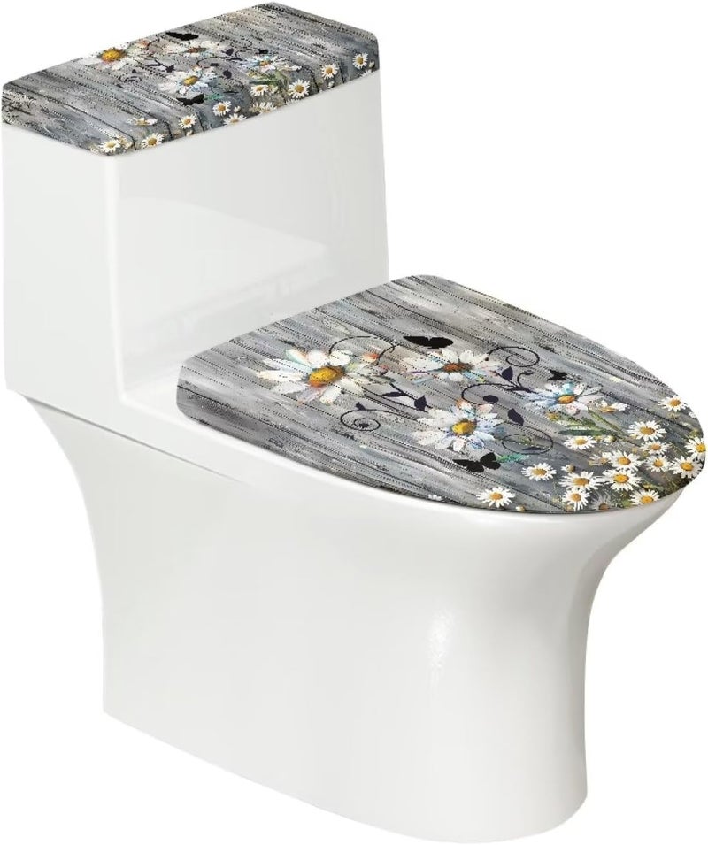 Kathyboom Daisy Board Toilet Tank Lid Cover Splash Resistant Tank Lid Covers Reusable Dust Stain Off Fit Most Round Elongated Oval Toilet Decor - Image 1